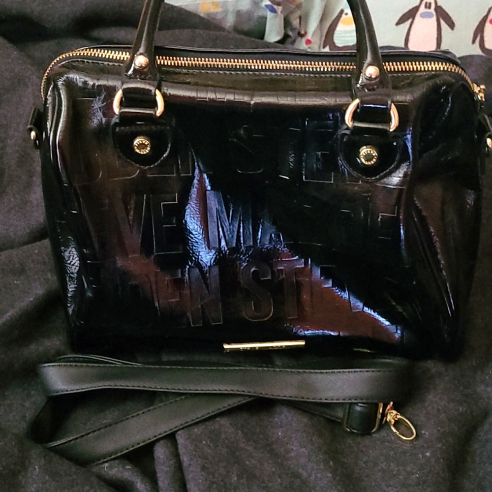 Steve Madden black patent satchel